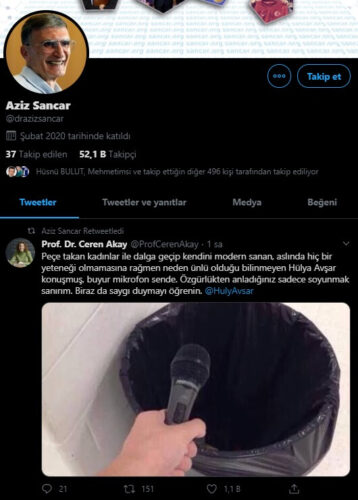 aziz sancar sahte profil