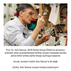 aziz sancar sosyal medya hesabı