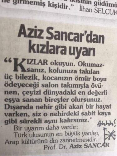 aziz sancardan kizlara uyari