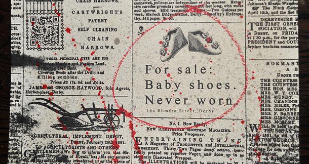 "Satılık: Bebek Ayakkabıları. Hiç Giyilmemiş" başlıklı bir ilânın yer aldığı sayfa