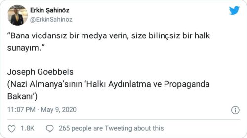 bana vicdansız bir medya verin size bilinçsiz bir halk sunayım