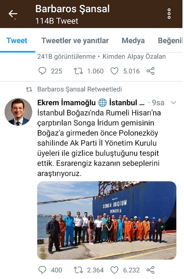 Barbaros Şansal, Ekrem İmamoğlu'nu taklit eden bir parodi hesaptan atılan tweeti paylaşmıştı