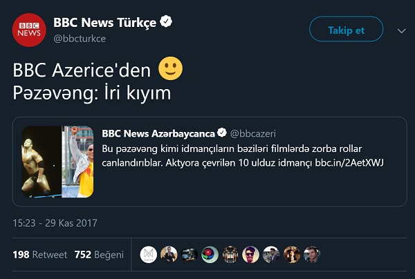 BBB Türkçe'nin BBC News Azerbaycanca'nın bir haberine yorumu