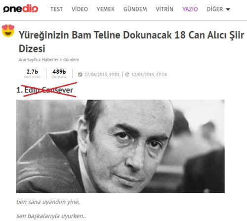 ben sana uyandım yine edip cansever