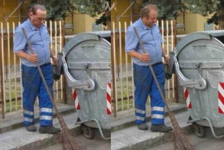berlusconi temizlik yaparken
