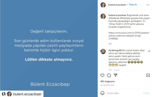 bulent eczacibasi doktor yazisi aciklama