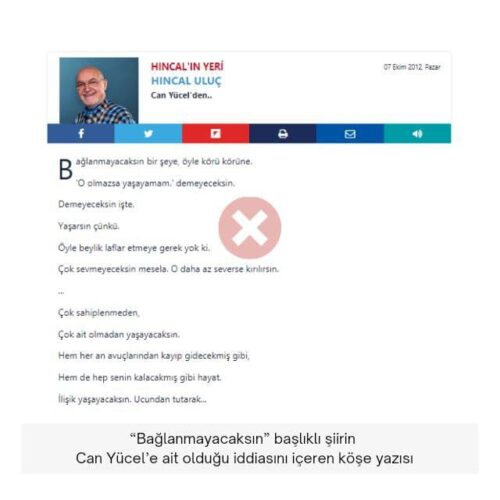 can yücel bağlanmayacaksın yazısı