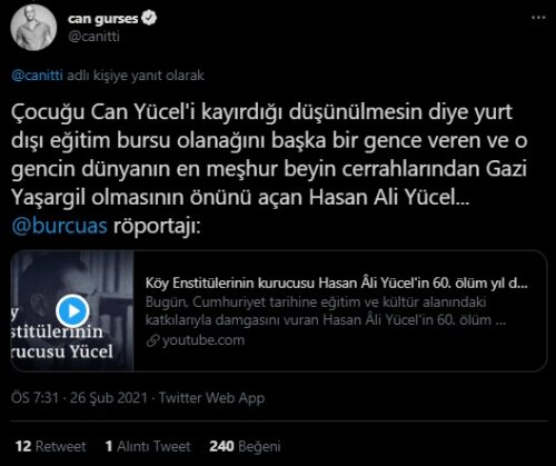 can yücel gazi yaşargil burs iddiası