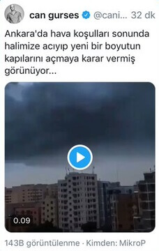 ankara gök gürültüsü fırtına video