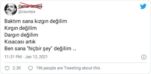 Baktım sana kızgın değilim