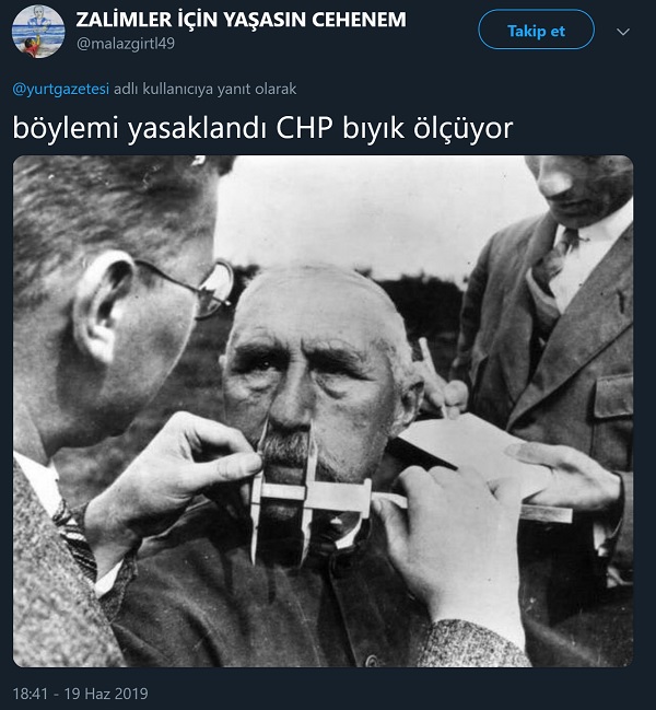 Fotoğrafta CHP'lilerin bıyık ölçümü yaptığı iddisını içeren paylaşım