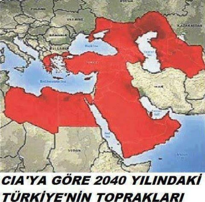 "CIA'ya göre 2040 yılında Türkiye'nin toprakları" haritası olduğu sanılan görsel
