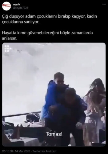 çığ düşerken çocuklarını