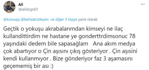 çin aşısını kendi kullanmıyor