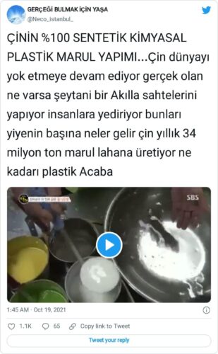 cin sentetik kimyasal plastik marul