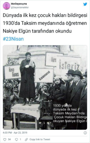 Dünyada ilk kez çocuk hakları bildirgesi 1930'da Taksim meydanında