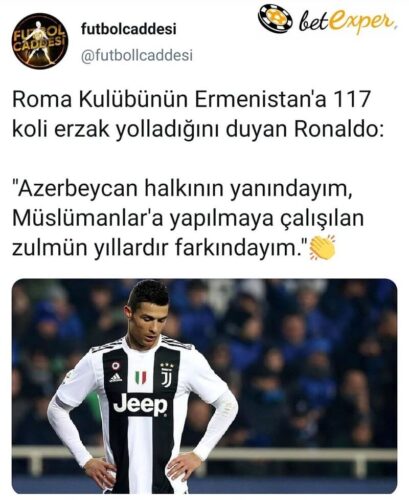 cristiano ronaldo azerbaycan destek mesajı