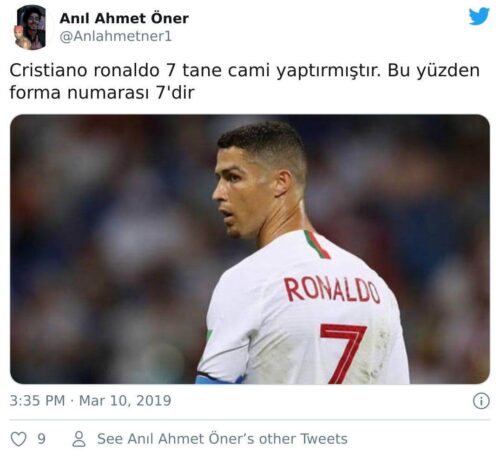 cristiano ronaldo forma numarası 7 cami