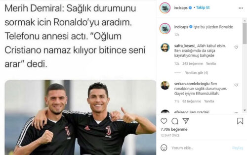 cristiano ronaldo'nun namaz kıldığı iddiasını içeren paylaşım