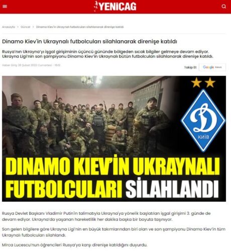 dinamo kiev futbolculari silahlandi