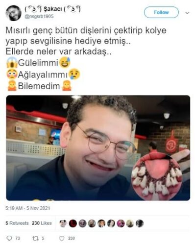 disleri cektirip kolye