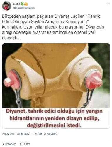 diyanet tahrik edici oldugu icin yangin hidrantlari