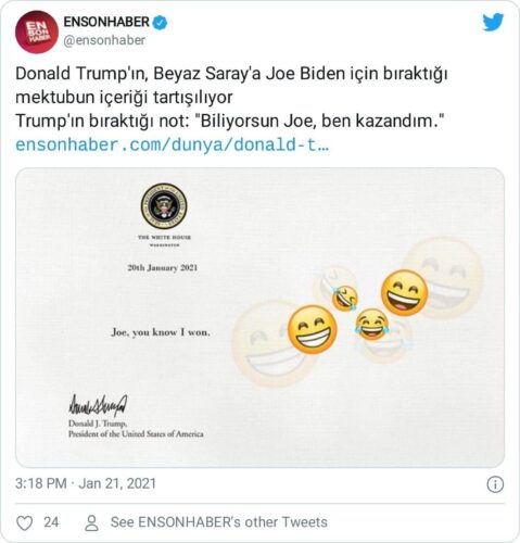 donald trump'ın joe biden'a yazdığı sanılan sahte mektup