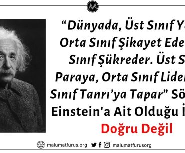 Einstein'ın "Dünyada Üst Sınıf Yaşar, Orta Sınıf Şikayet Eder, Alt Sınıf Şükreder" Dediği İddiası Doğru Değildir