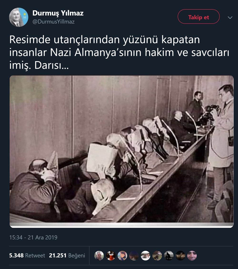 Fotoğrafın Nazi Almanyasının savcı ve yargıçlarına ait olduğu iddiasını içeren paylaşım