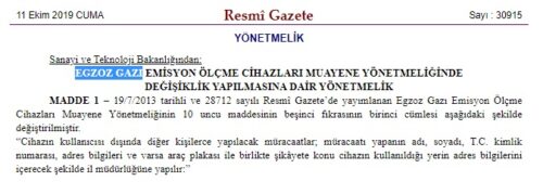 egzoz gazi yönetmeliği