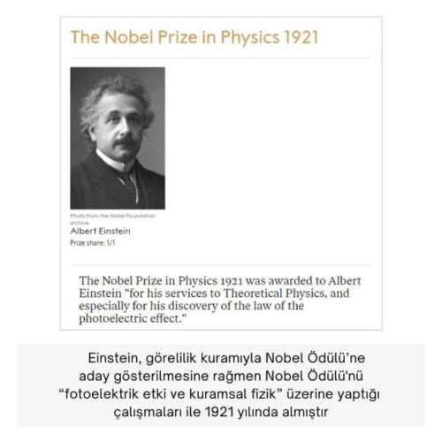 einstein nobel açıklaması