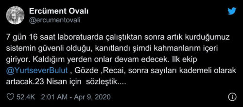 ercüment ovalı koronavirüs açıklaması