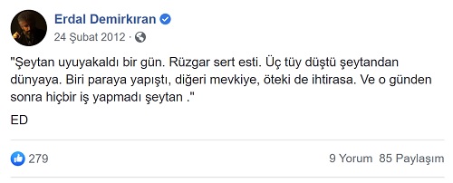 Erdal Demirkıran'ın Dostoyevski'ye ait sanılan sözü kendisine ait şekilde aktardığı paylaşımı