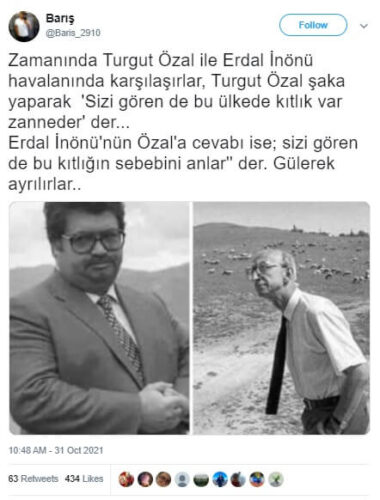 erdal inonunun turgut ozala cevabi