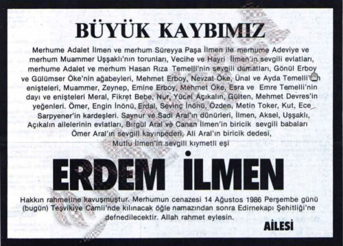 erdem ilmen vefat