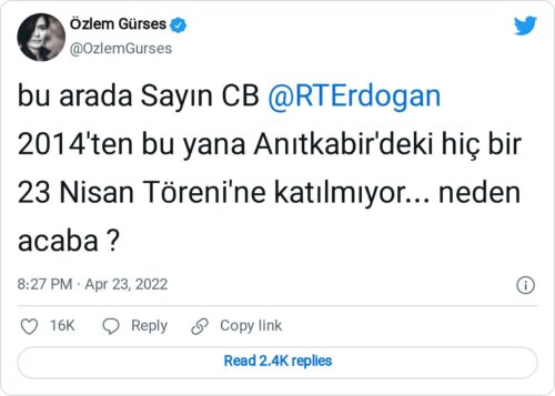 erdogan anitkabirdeki 23 nisan torenlerine katilmiyor