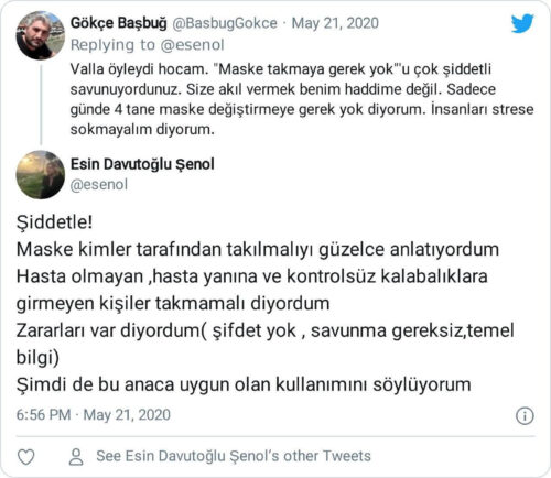 Esin Davutoğlu Şenol koronavirüs