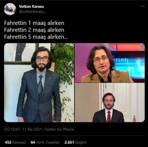 fahrettin altun maaş alırken