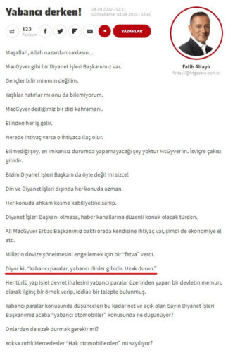 diyanet yabancı paralar