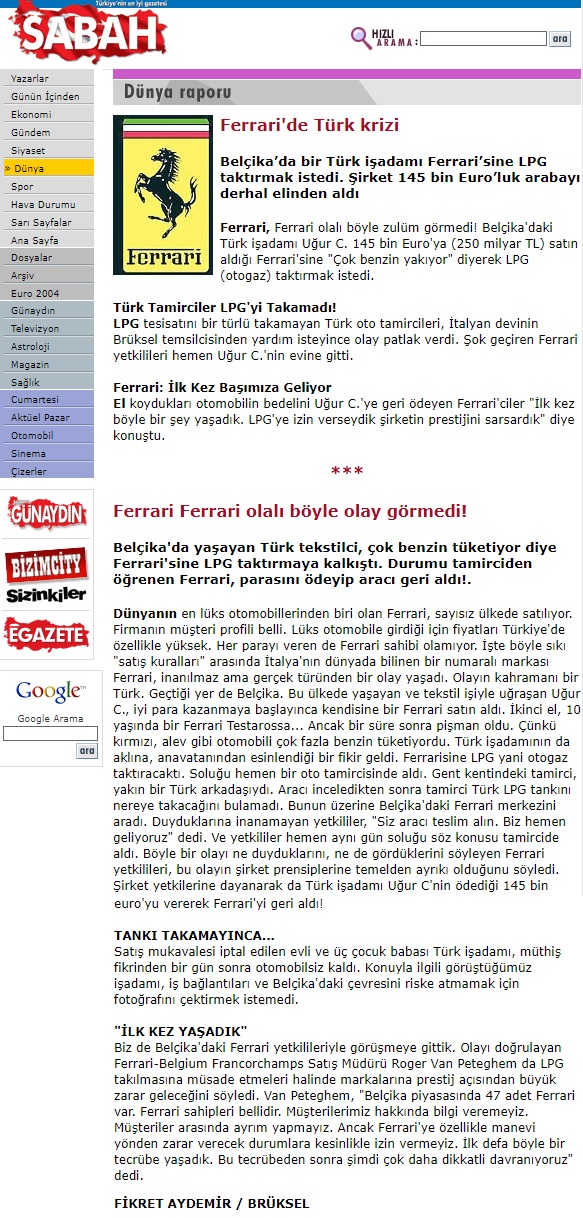 ferrariye tup taktiran turk