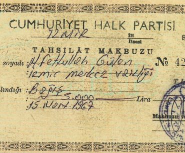 Fethullah Gülen'e ait olduğu öne sürülen 429050 seri sayılı tahsilat makbuzu