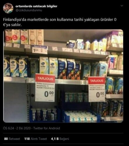 Finlandiya'da marketlerde son kullanma tarihi yaklaşan ürünler 