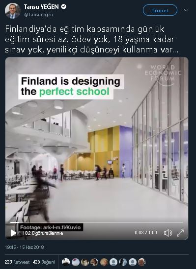 Finlandiya'da ev ödevinin olmadığını öne süren paylaşım