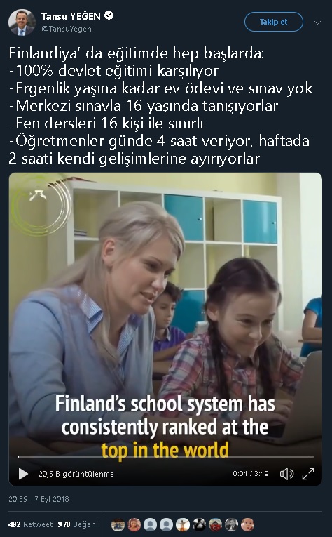 Finlandiya'da ergenlik yaşına kadar hiçbir şekilde sınav yapılmadığını öne süren paylaşım