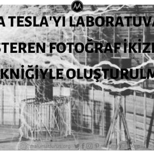 Nikola Tesla'yı Laboratuvarında Gösteren Fotoğraf İkizleme Tekniğiyle Oluşturulmuş