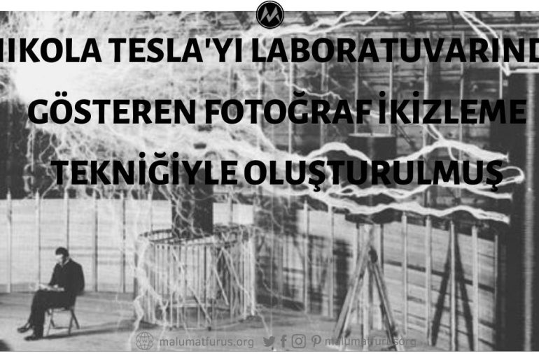 Nikola Tesla'yı Laboratuvarında Gösteren Fotoğraf İkizleme Tekniğiyle Oluşturulmuş