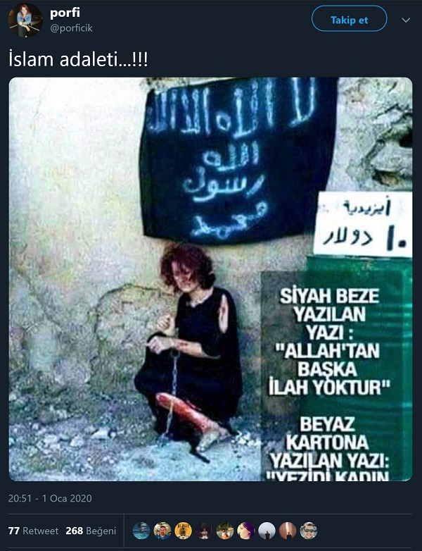 IŞİD tarafından 10 dolara satılan kadına ait sanılan fotoğrafı içeren paylaşım