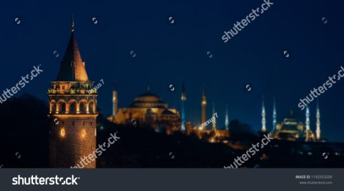 galata kulesi ayasofya stok fotoğraf