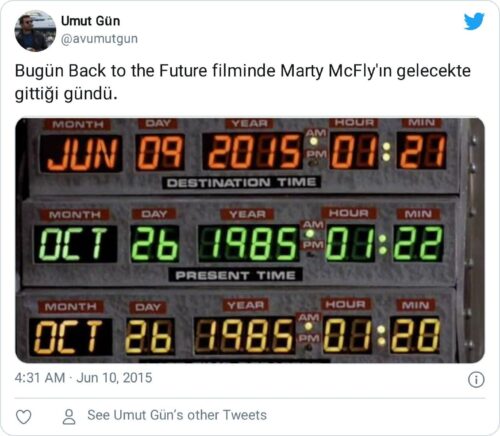 geleceğe dönüş filminde geleceğe hangi tarihte