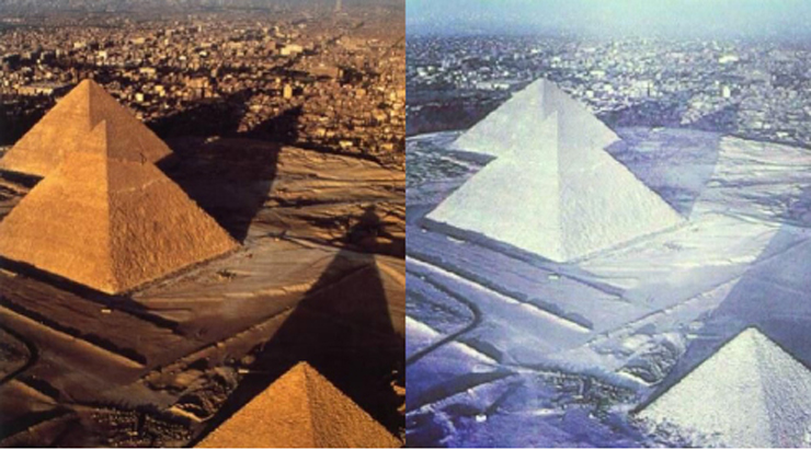 Giza Piramitlerinin Karlı Halini Gösterdiği İddia Edilen Fotoğraf ve Aslı